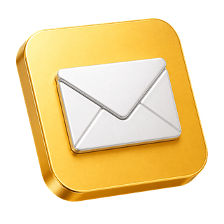 Ícone decorativo 3D em formato de envelope postal na página de contato